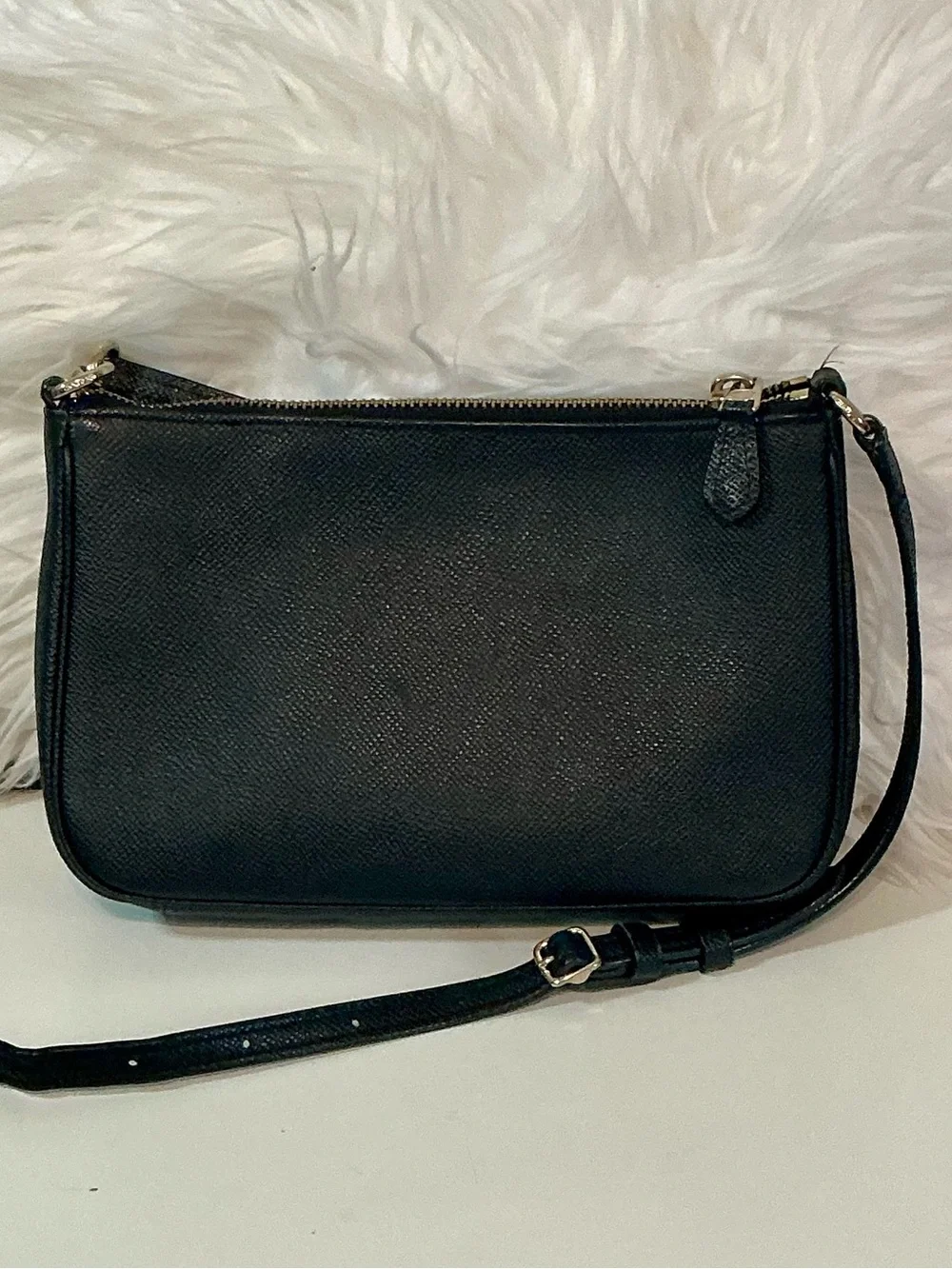 Coach Vintage Black Compact Crossbody Shoulder Bag with Gold Hardware